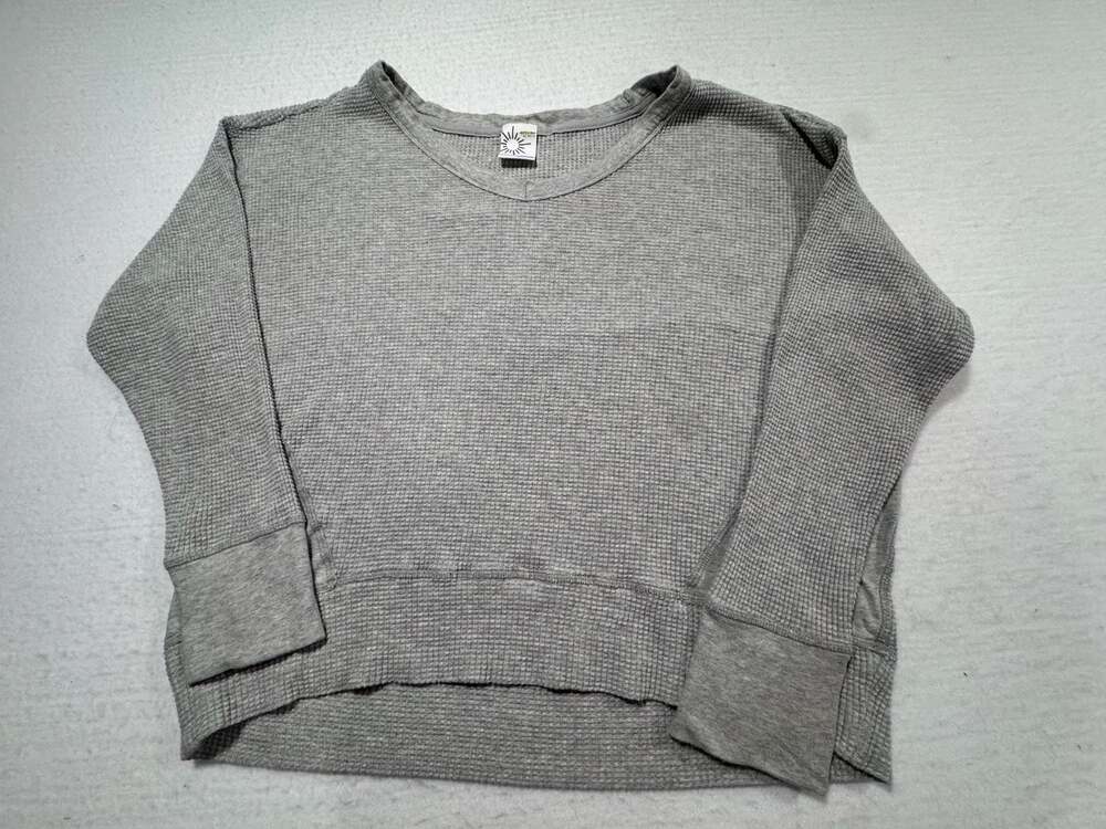 Offlineby Aerie Gray Waffle Knit Long Sleeve Pullover Top Size M